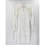 Anthropologie Feather Bone Lucille White Long High-Low Crochet Button Front Top Photo 1