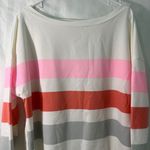 Boutique Dew Shoulder Stripe Long Sleeve Lightweight Sweatshirt Size Photo 3