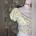 Hollister  White and Yellow Floral Puff Sleeve Crop Top Photo 2