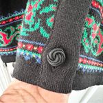 Pendleton  Black Virgin Wool Holiday Christmas Scroll Button Cardigan Medium USA Photo 5