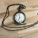 Brass Steampunk Filigree Pocket Watch and Link Chain Vintage Beautiful Photo 6