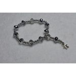 Source Unknown Sparkling Bright Silver Tone Starfish Charm Beaded Stretch Bracelet Like New Photo 1