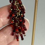 Red & Black Seed Bead Tassel Boho Dangle Beaded Earrings Photo 2