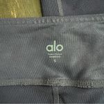 Alo Yoga  Women's S Airbrush Faux Leather Look Highline Leggings Navy Blue Glossy Photo 3