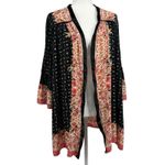Angie Womens Floral Kimono Cardigan Size L Black Pink Open Front Boho Hippie Photo 1