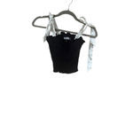 Women's KATIEJ NYC Black Smocked Crop Top with White Tie Straps, Size XL Photo 7