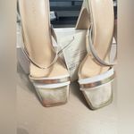 NWT THE DROP Women's Avery Square Toe Two Strap High Heeled Sandal Size 9 Gold Photo 5