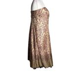 Ideology Strapless Silk Midi Dress Size 8 Gold Pink Lace Trim Zipper Lined Photo 6