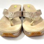 Volatile snakeskin high end thong wedges comfortable size 10 women’s Tan Photo 0