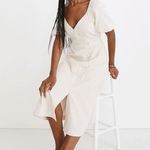 Madewell Puff-Sleeve Button-Wrap Striped Midi Dress Size 6 Photo 0