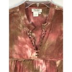 Tru Luxe Women's Tie Dye Linen Blend 3/4 Sleeve Tunic Top Red Brown Size Large Photo 2