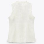 ZARA  DOUBLE-BREASTED TWEED WEAVE TEXTURED VEST WAISTCOAT FRAYED ECRU
White NEW Photo 4