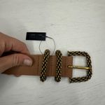 White House | Black Market NWT Gold Buckle Denim Leather Belt Sz M Photo 6