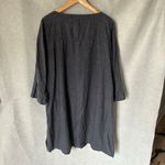 Eileen Fisher Linen Button Down Shirt Dress Size L Knee Length Lagenlook Gray Photo 1