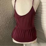 Urban Outfitters  Burgundy Peplum Babydoll Spaghetti Strap Tank S Crop Top Casual Photo 1