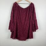 Catherines  Top Women's 4X Plus Burgundy Lined Lace Overlay Romantic Blouse NWT Photo 1
