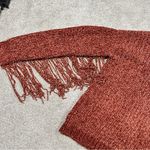 NWT BiBi Chenille Fringe Longsleeve Sweater Boho Western in Vintage Brick XL Orange Photo 8