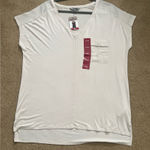 Kenneth Cole Reactrion Tunic Top Womens XL Cap Sleeve V Neck Ecru NWT HI-Lo Hem Photo 0