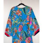 Trina Turk Cover Up Dress Blue Tahiti V Neck Floral Cape Sleeve Resort Swim M Photo 10