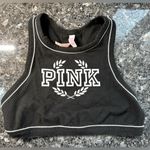 PINK - Victoria's Secret Victoria's Secret PINK Women’s Black Crew Neck Racerback Sports Bra Size Medium Photo 7