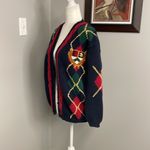 The Eagle's Eye Sport 1993 Knit Chunky Cardigan Sweater Argyle Womens Size Med Red Photo 2