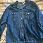 Roamans brand denim jean jacket with American flag patch on back Large 1XL Size 1X Photo 0