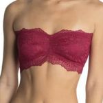 Free People Intimately Bandeau Bra Lacey Looks Burgundy Small Strapless New Red Photo 0