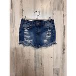 Wax Jean Denim Distressed Cutoff Shorts Women’s Size Small Blue Frayed Hem Stret Photo 7
