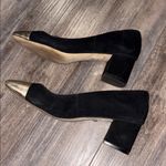 J.Crew  Factory Bryn Black Suede w/Metallic Cap Toe Pumps 9 Photo 6