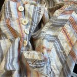 Free People Shorts Nude Striped Morning Rain Fringed Linen Blend Shorts Sz 8 NWT Photo 6