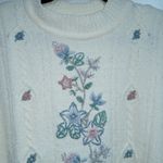 Alfred Dunner Vintage White Floral Embroidered Chenille Sweater Size XL Photo 1