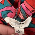 Entro Retro Y2K  Top Satin Deep V Neck Short Sleeve Red Pink Black Silky Top Sz L Photo 8