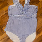Hayden  Los Angeles one piece stripe blue‎ and white swim MED NWT bathing suit Photo 0