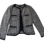 St. John  Couture Tweed Wool Blend Blazer Black White Jacket Chain Trim Career Photo 0