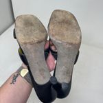 Donald J Pliner vintage black leather kitten heel slide in sandals sz 9 Photo 3