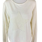 S’edge Cream White‎ Long Sleeve Star Pullover Sweatshirt Large Casual White Photo 0