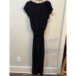 Chico's ‎ Black Wide Leg Cowl Neck Belted Jumpsuit Size 3 Stretch Photo 5