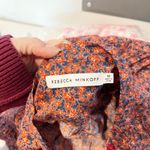 Rebecca Minkoff  Chloe Floral 3/4 Sleeve Smocked Waist Mini Dress Maroon Medium Photo 2