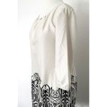 Mossimo Cream Black Satin Feel Drawstring 3/4 Sleeve Lightweight Dress Sz S Photo 2