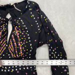 Free People ‎ dress Womens 2 Black Floral LS pleated babydoll Mini Dress Photo 5