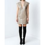 Ganni Lamb Leather Sleeveless Dress, Fossil, FR36/US4 Photo 5