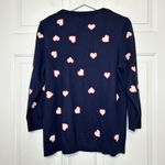 Talbots  Navy Blue Heart Print Sweater Knit Zipper Shoulder Women XL Photo 3
