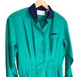 Schrader Sport Petite Vintage 80s Kelly Green Long Sleeve Shirt Dress Size 10P Photo 5