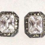 JUDITH JACK Sterling Silver Marcasite Faceted CZ Vintage Earrings Photo 0
