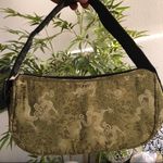 2000s Whimsygoth earthy artsy Green shoulder hand bag purse black strap dragon design buckle detail Measurement in pics Photo 0