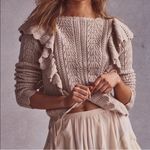 Love Shack Fancy Cream Ruffle Sweater in oatmeal wool size L Photo 1