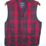 Woolrich  M Wool Sleeveless Red Tartan Plaid Zip Front Pocketed Vest Photo 0