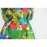 Vintage 1960s Primary Colored Floral Silk Dress Mardi Gras New York Small Photo 1