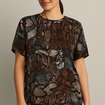 Glamorous  Silk Over Size Loose Fit Animal Snake Skin Print Blouse Medium 6 Photo 0