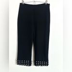 ZARA  Black Cropped Crepe Pearl Embellished Hem Trousers Small Photo 4